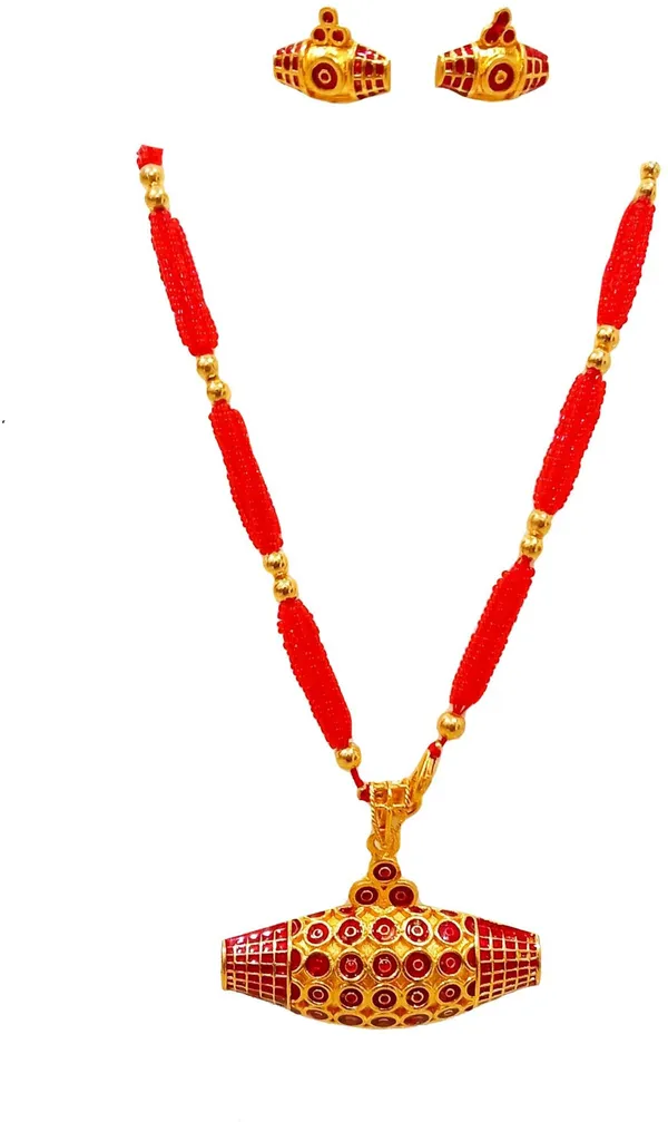 Assamese_Traditional_Red_Meenakari_Dhulabari_Jewellery_Set_For_Women_&_Girl